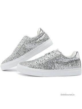 Glitter Sequin Low Top Lace Up Fashion Sneakers Casual Concert Shoes